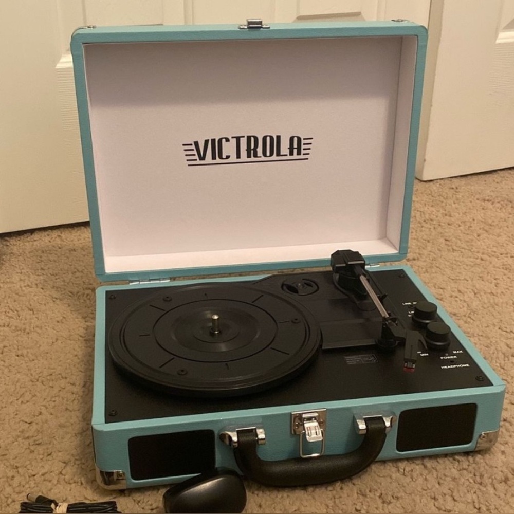 Victrola Turquoise Portable Record Player with Bluetooth